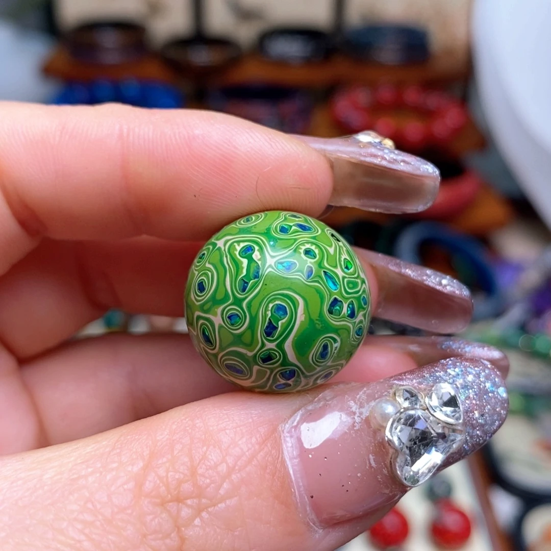 大漆20mm犀皮纹精品单珠