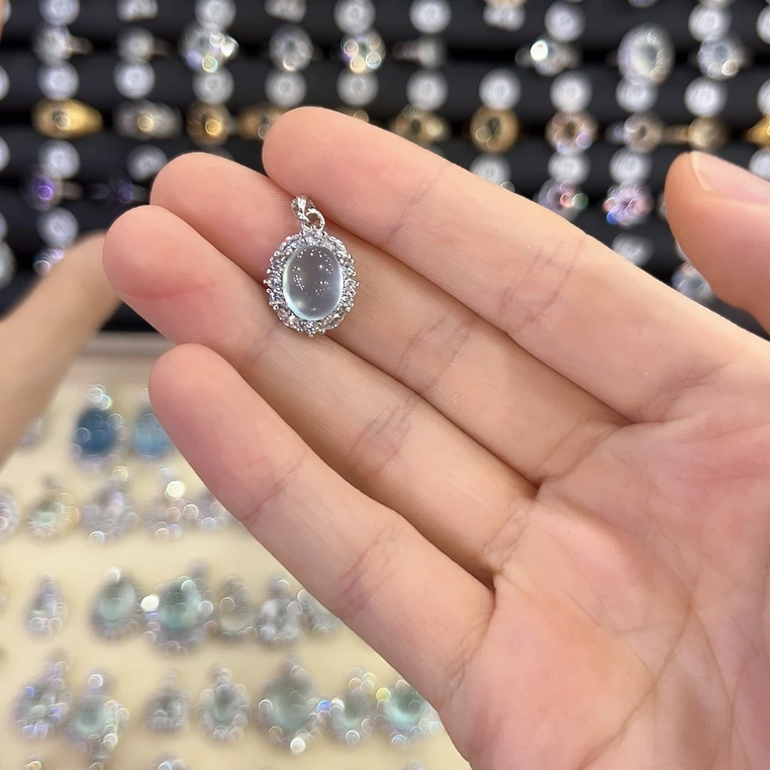 蛇纹石玉银S925镶嵌饰品乐*悠