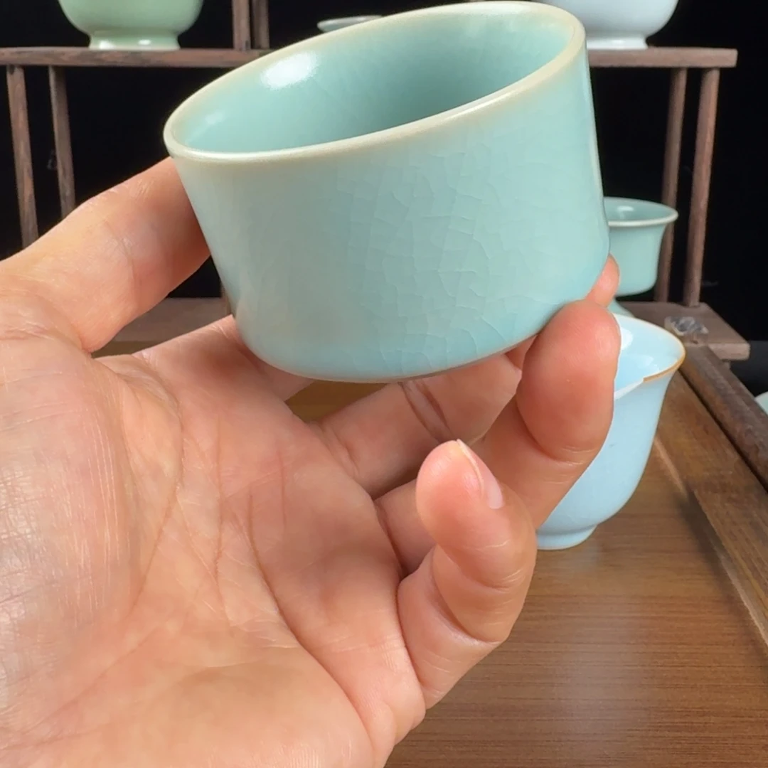 摆件汝瓷扳指杯原矿原釉