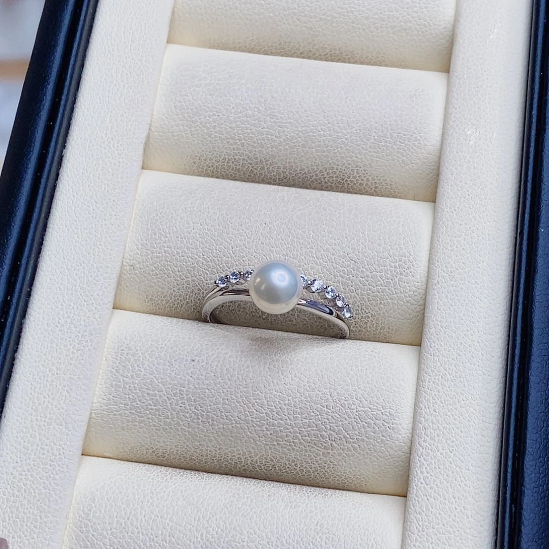淡水珍珠戒指银S925镶嵌定制款不退不换