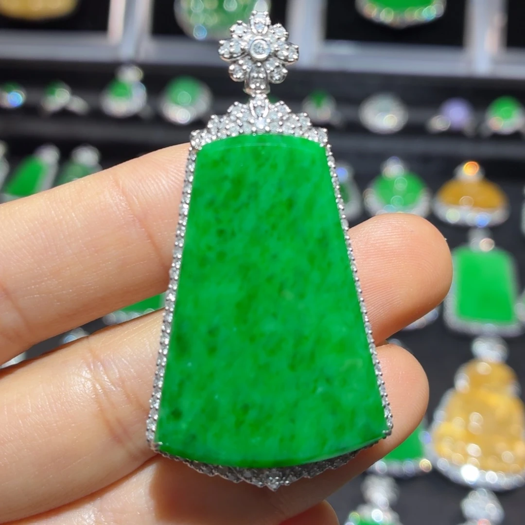 翡翠18K金镶嵌吊坠(不含链)翡翠