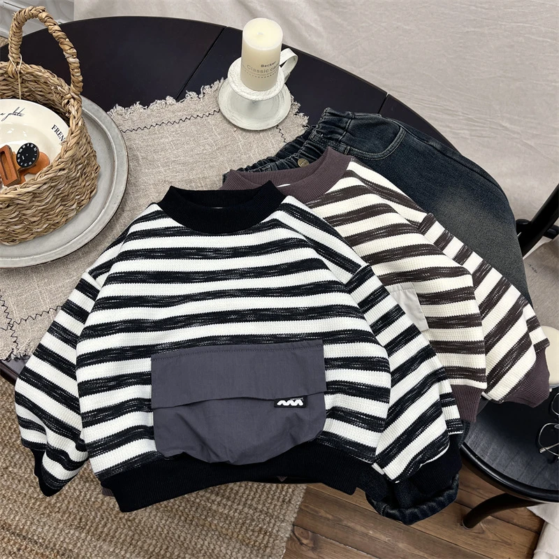 宝宝加绒卫衣新款冬季圆领男孩保暖冬装男童加厚上衣 h481 D24345