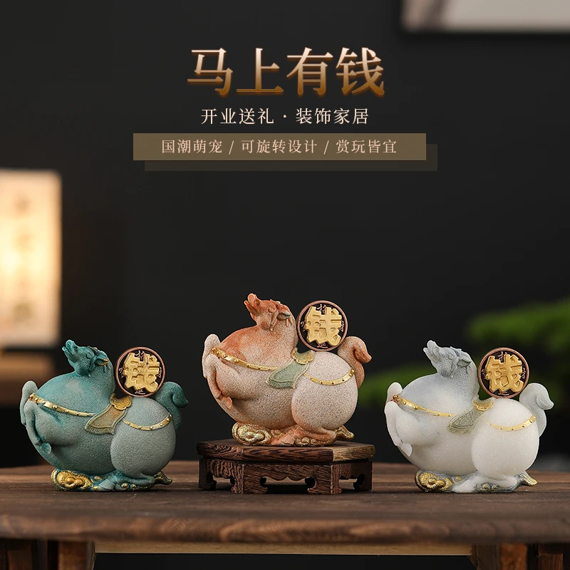 宝潭工艺坊开业喜庆装饰品文创唐马茶室门店工位桌面摆件马年礼物