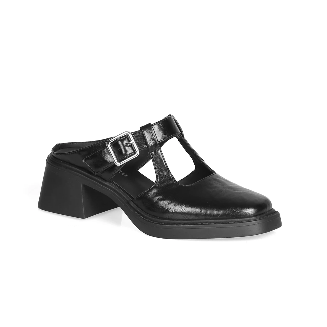 包头拖鞋女中跟粗跟真皮防水台半拖鞋女2025新款时尚百搭拖鞋509