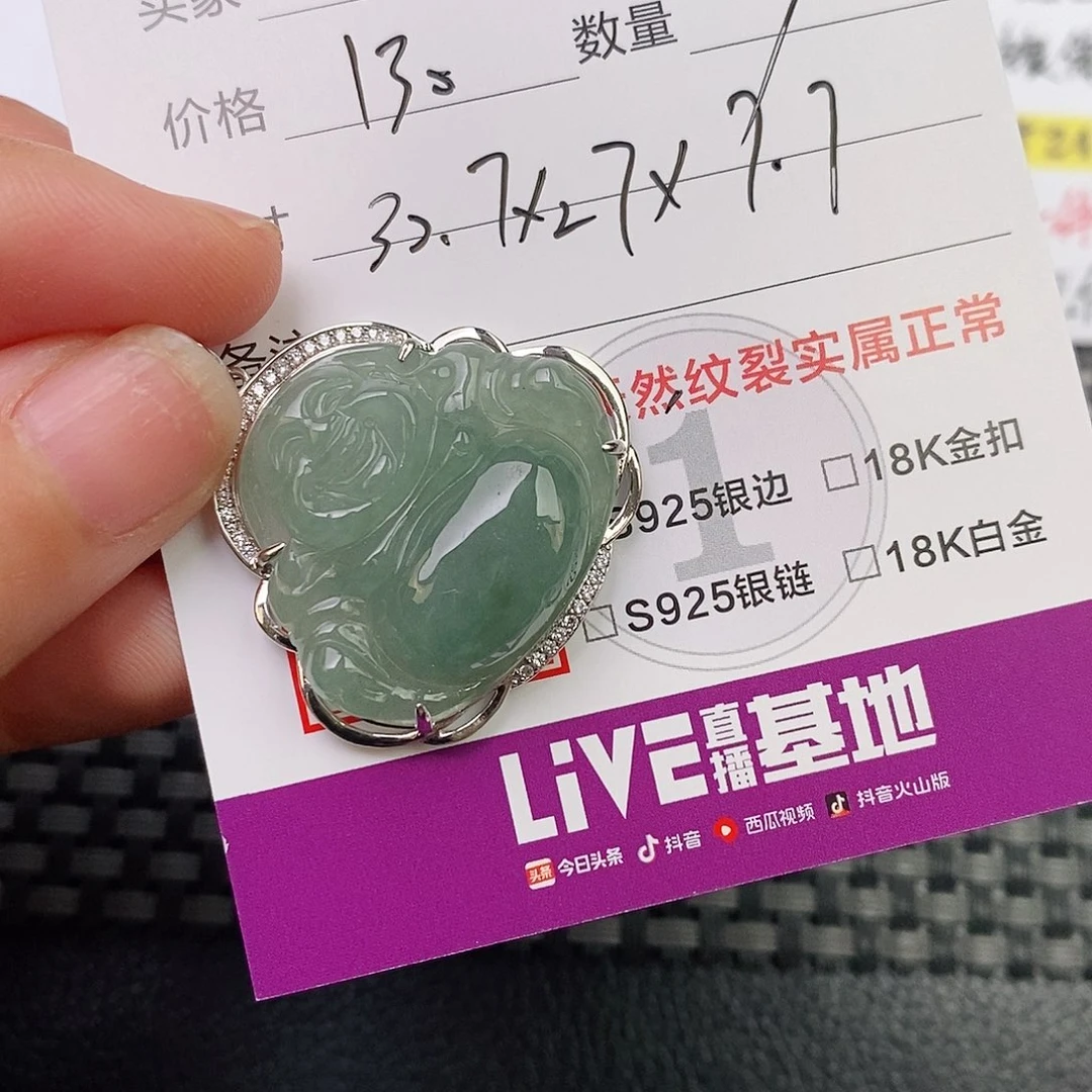 翡翠银S925镶嵌颈饰