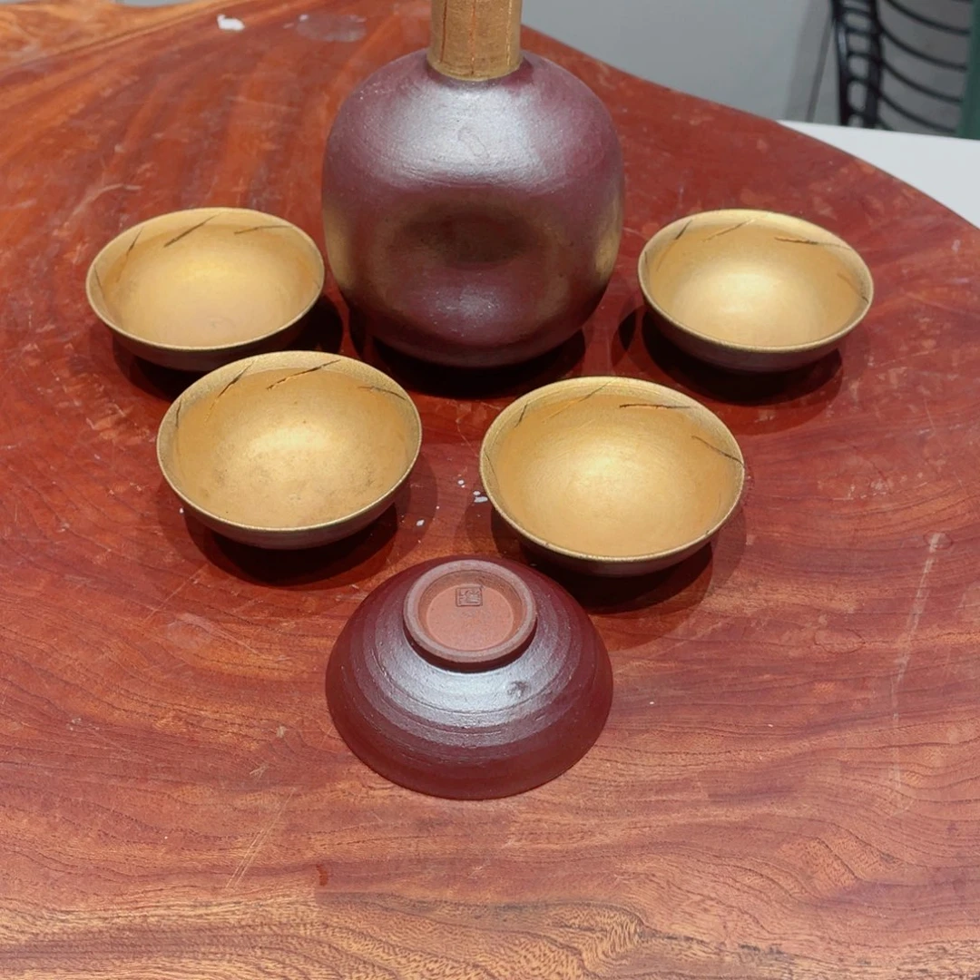 瓷片一壶五盏有款新