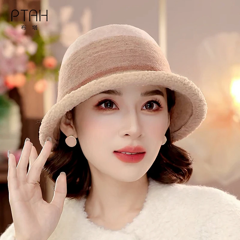 布塔渔夫帽子女秋冬新款羊毛呢礼帽高级感显脸小帽子盆帽PT8046
