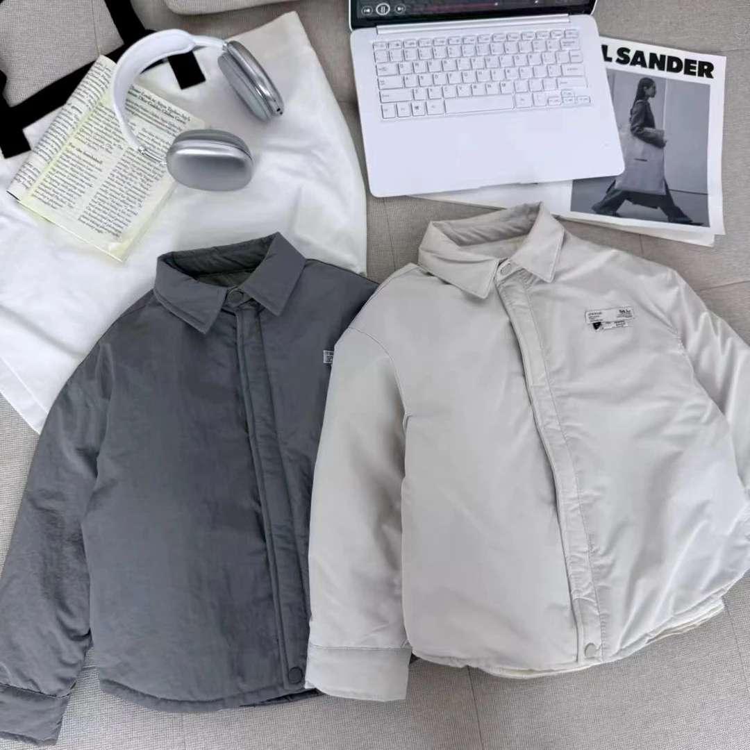 儿童时尚翻领棉服2025年冬季男女童简约男女童百搭休闲潮流棉衣潮