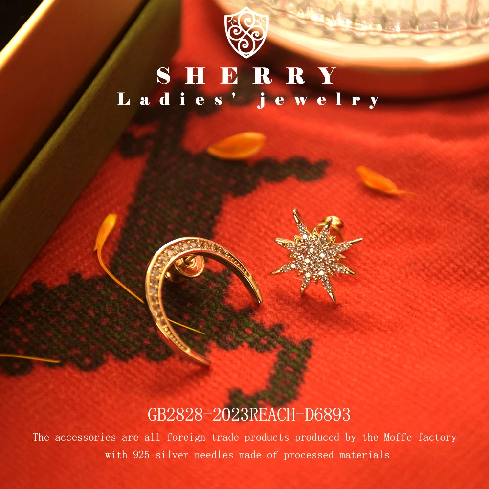 铜合金锆石耳饰 AEYEEY设计师款星月耳钉C-D6893