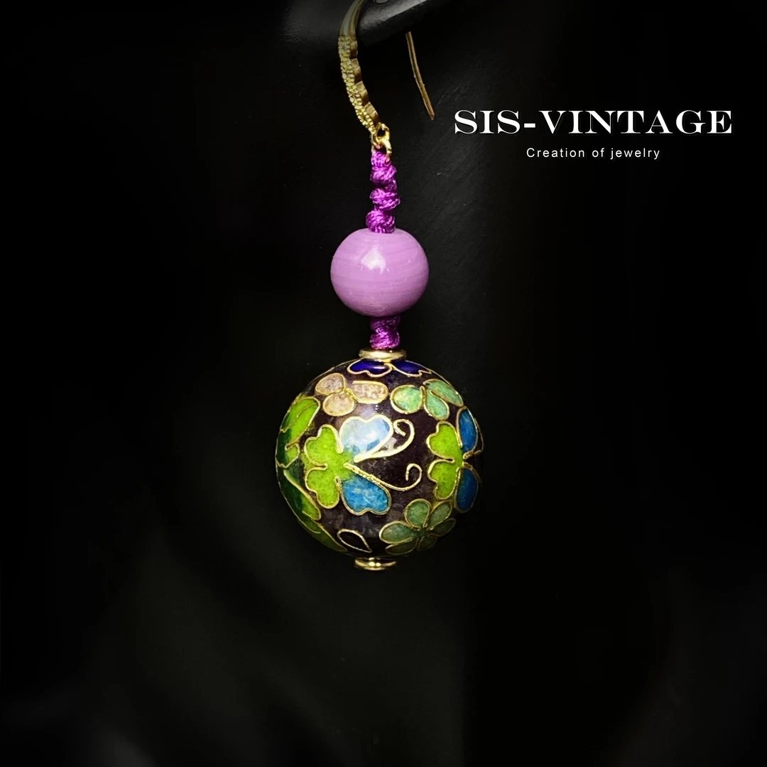 铜合金珐琅耳饰 吟秋 非遗景泰蓝卡25MM夸张国风耳饰