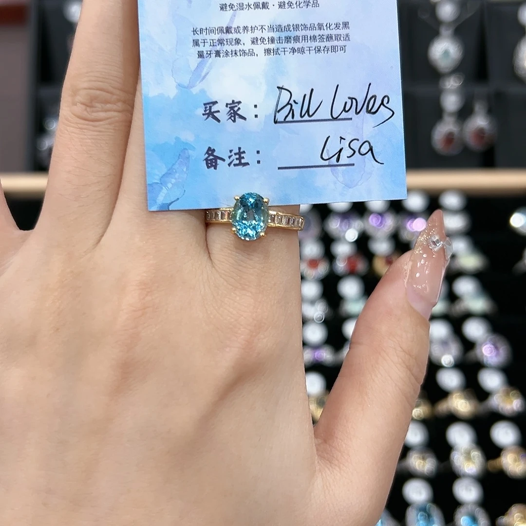 黄晶戒指银S925镶嵌戒指