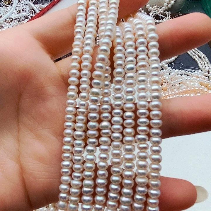 玛瑙/玉髓未镶嵌珠宝半成品一条5mm左右暖白光算盘珠