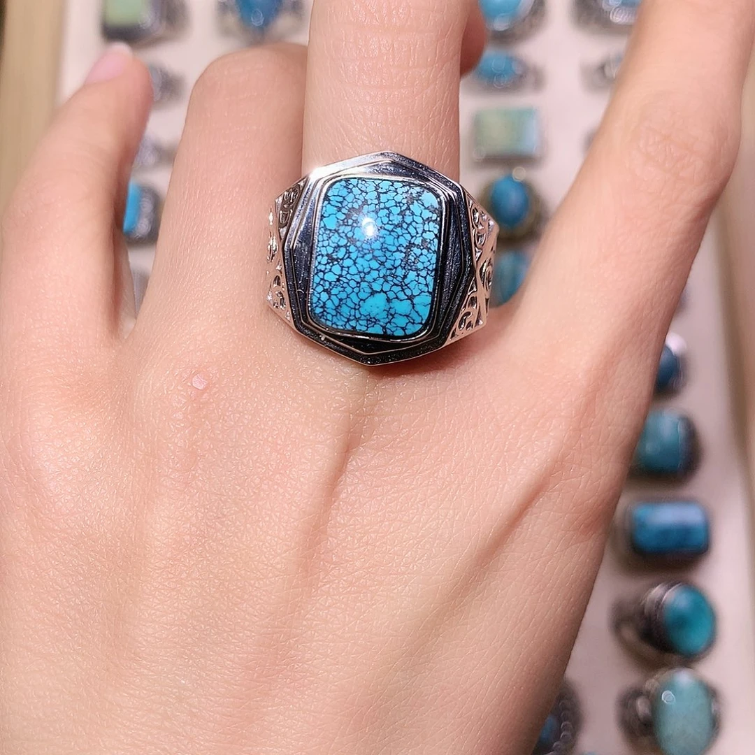 清***酒绿松石银S925镶嵌颈饰