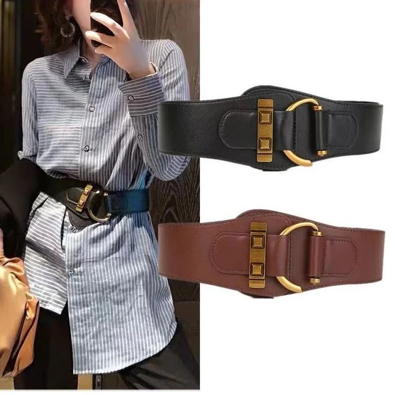宽腰带女款装饰西装配裙子毛衣大衣腰封高档皮带个性时尚百搭腰封