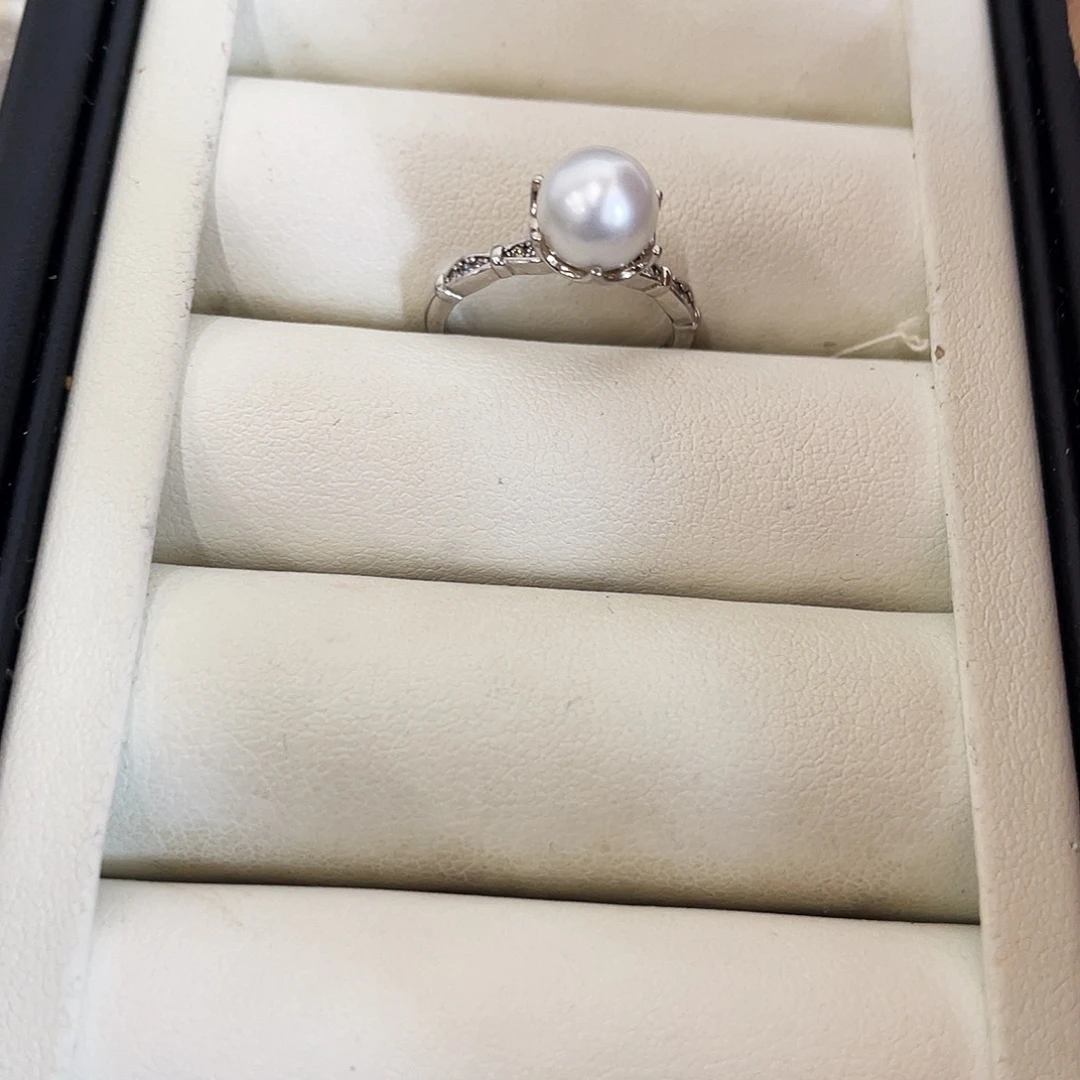 海水珍珠银S925镶嵌戒指