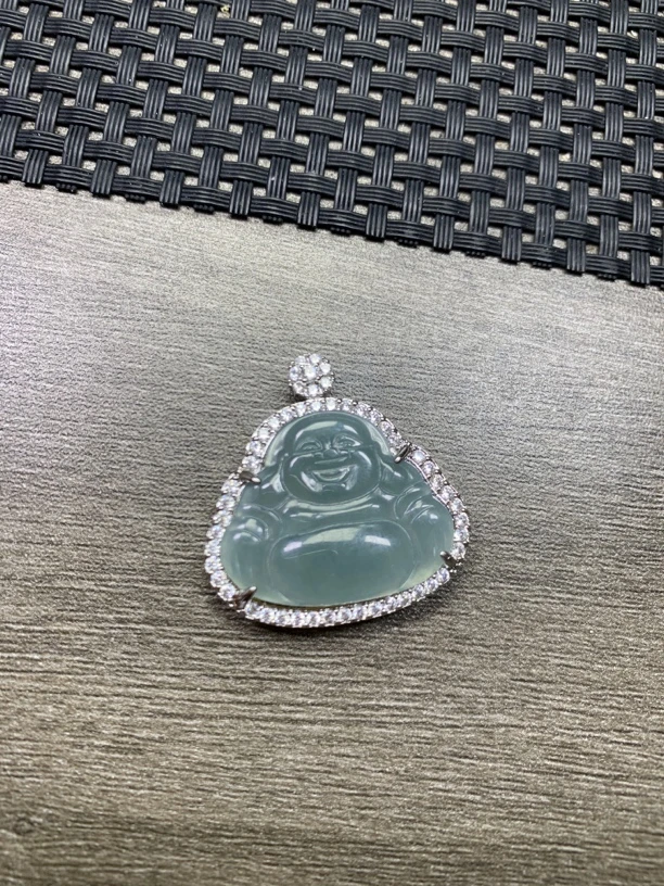 天然翡翠A货佛公 非金镶佛公