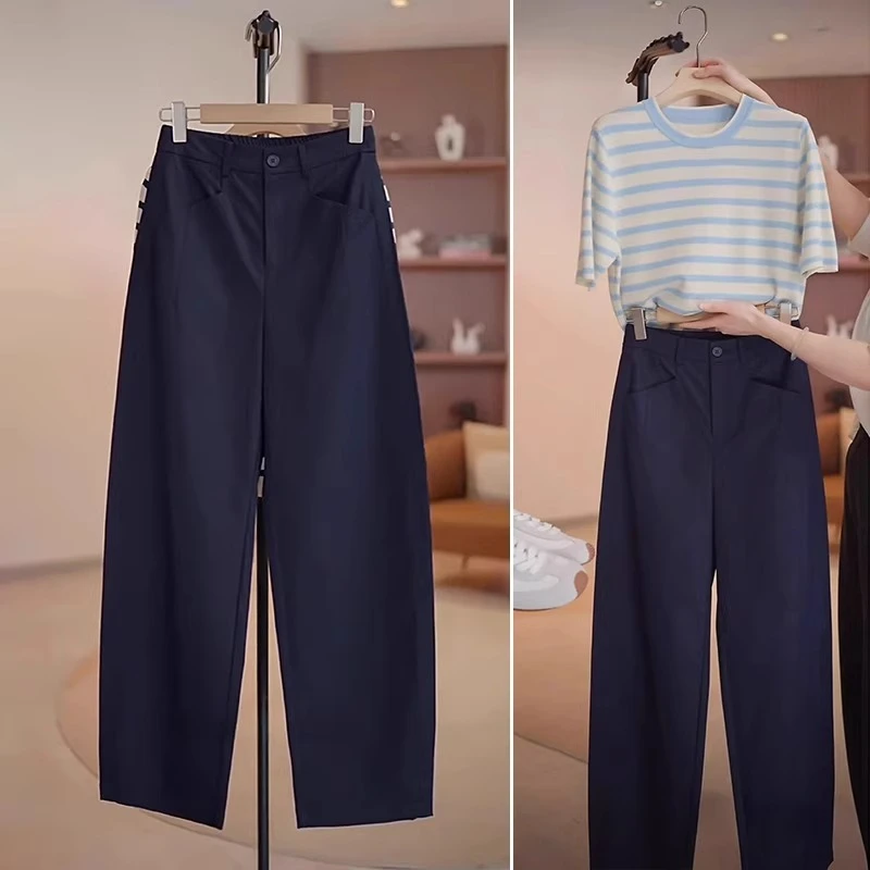 芯娇晴弯刀西装裤女2025新款夏季高腰休闲阔腿裤高级垂感直筒裤子