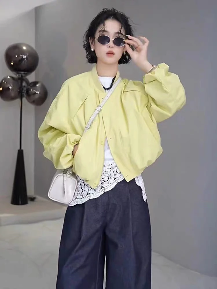 韩版侧拉链短款外套女2025春季新款宽松休闲小个子夹克棒球服上衣