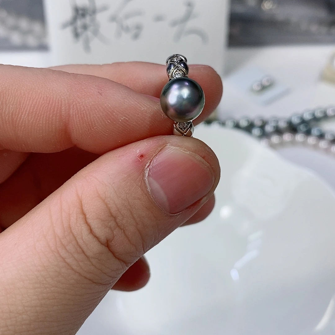 海水珍珠戒指银S925镶嵌