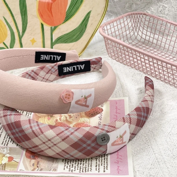 alline韩版清新发箍鸭夹纽扣甜美大肠圈简约发箍田园发饰