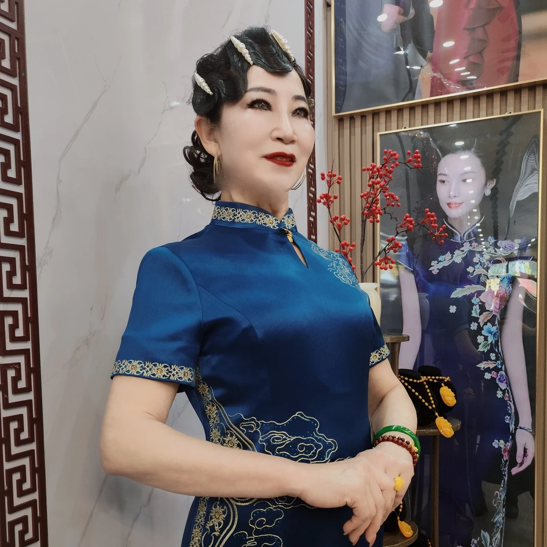 重磅真丝醋酸纤维面料旗袍