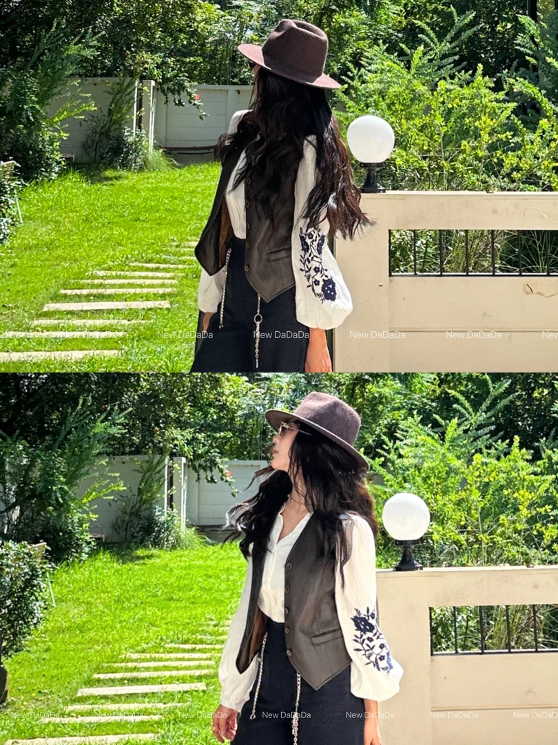 利达 NEW DADADA 复古美式不规则卡其色马夹女短款无袖马甲CGM968