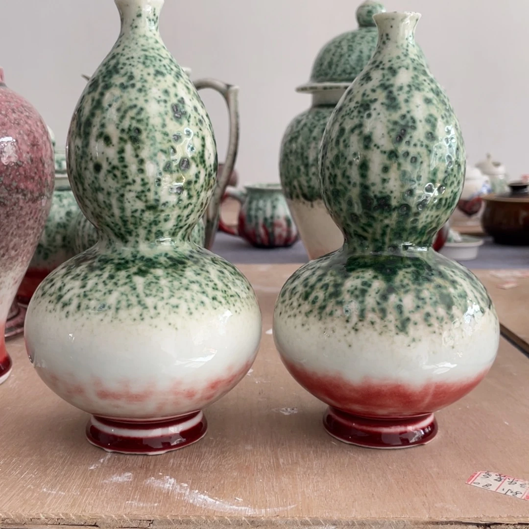 景德镇原矿陶瓷 葫芦瓶 一对