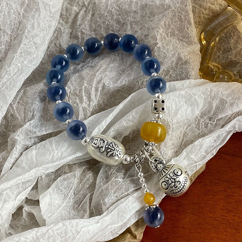 足银手链 溏心珠珠暴富手链s925纯银手工弹力绳手串百搭闺蜜款