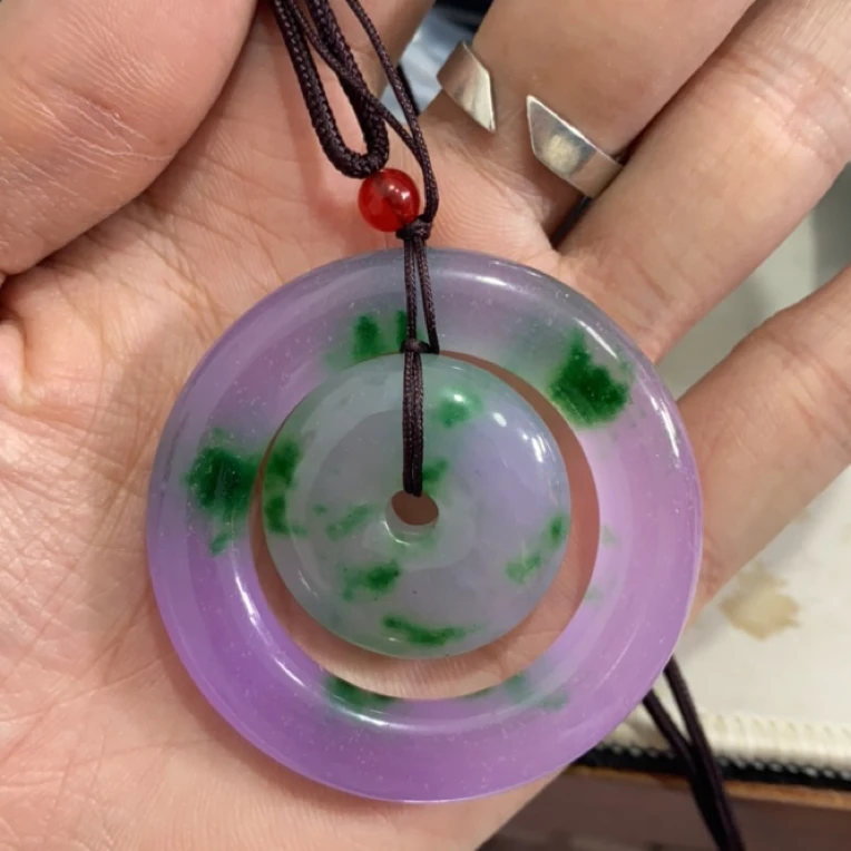 970  紫绿子母平安扣吊坠
