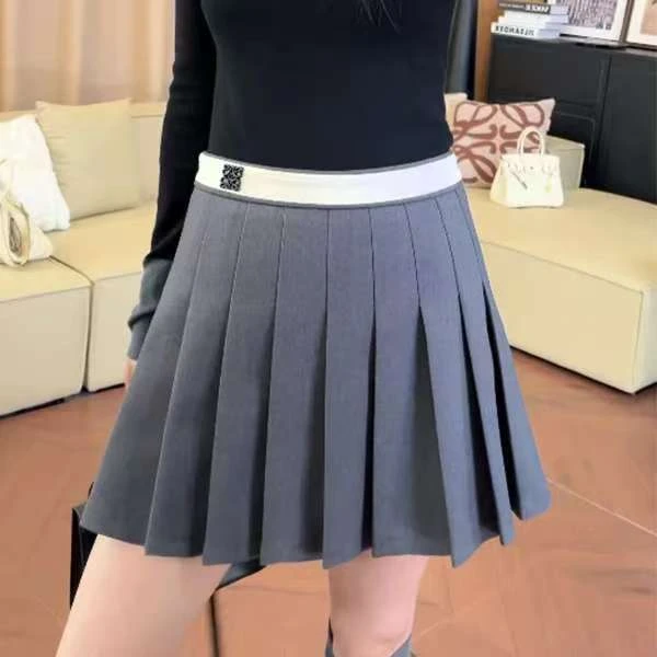 “罗+百褶裙”2025秋季新款减龄撞色A字短裙高腰休闲时尚气质半身裙