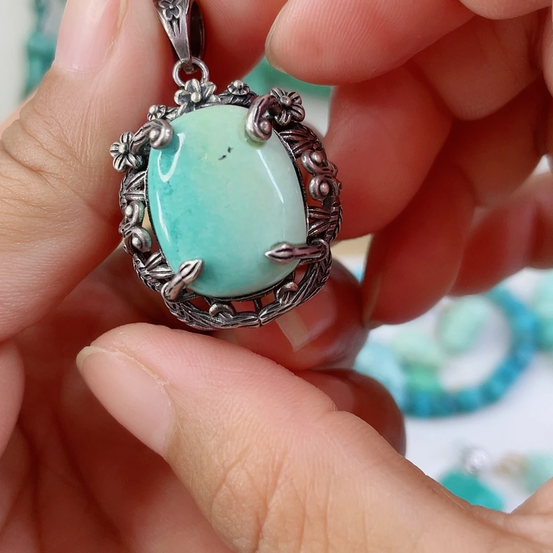 绿松石银S925镶嵌珠宝奇石