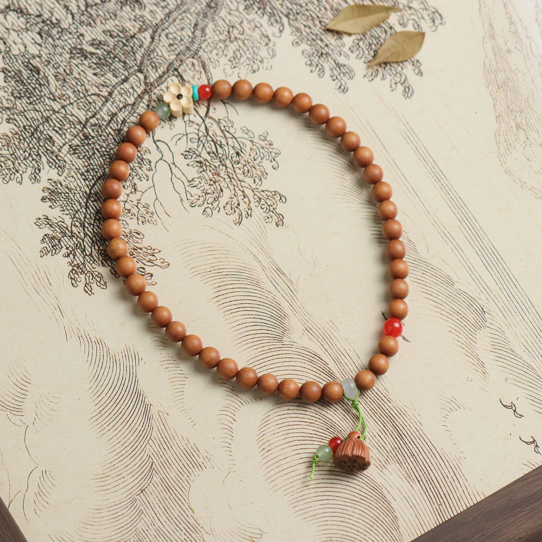 芭比檀梅花好事莲莲手工DIY民族风女款多圈手串