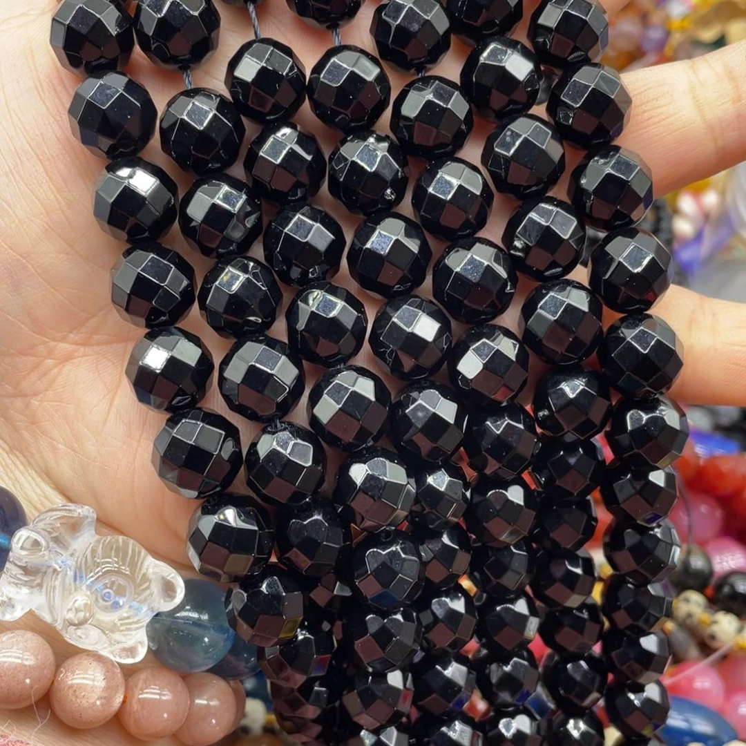 玛瑙/玉髓珠宝半成品未镶嵌黑玛瑙12m切面一条