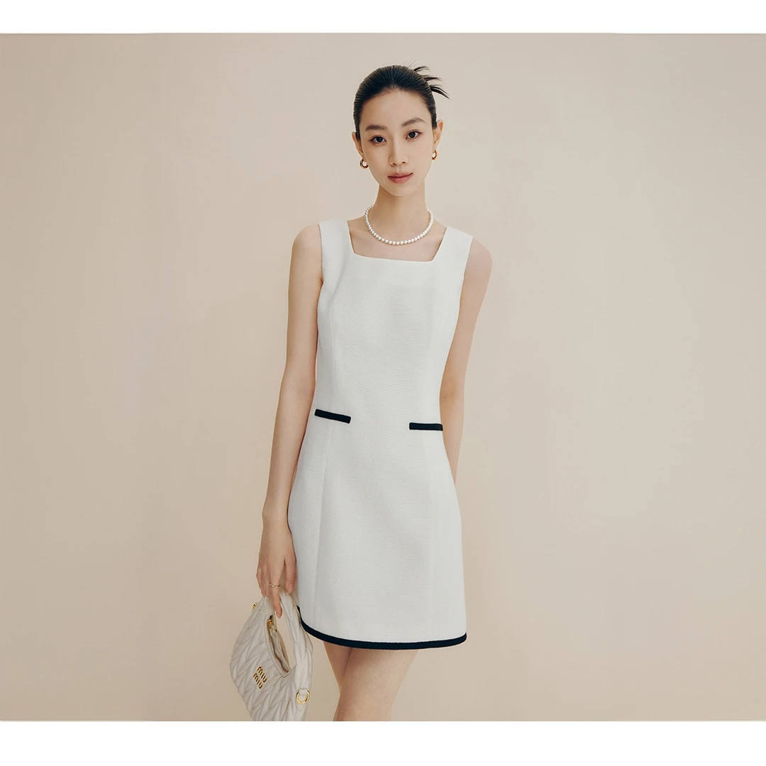 法曼萱白色小香风连衣裙女2025春小礼服裙子QZ6144