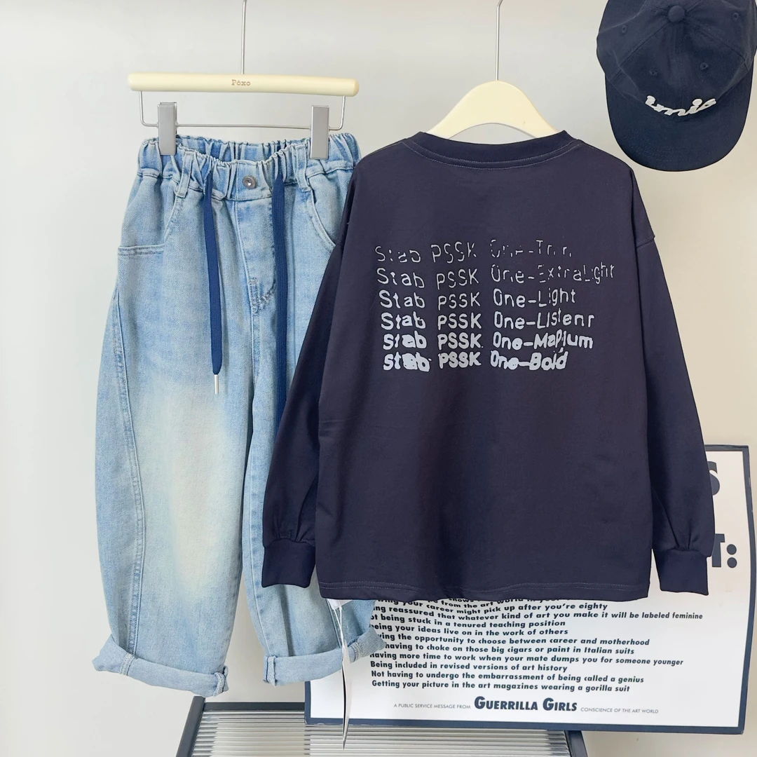 AS8595儿童春季新款卫衣字母印花休闲潮童百搭中大童潮流男童