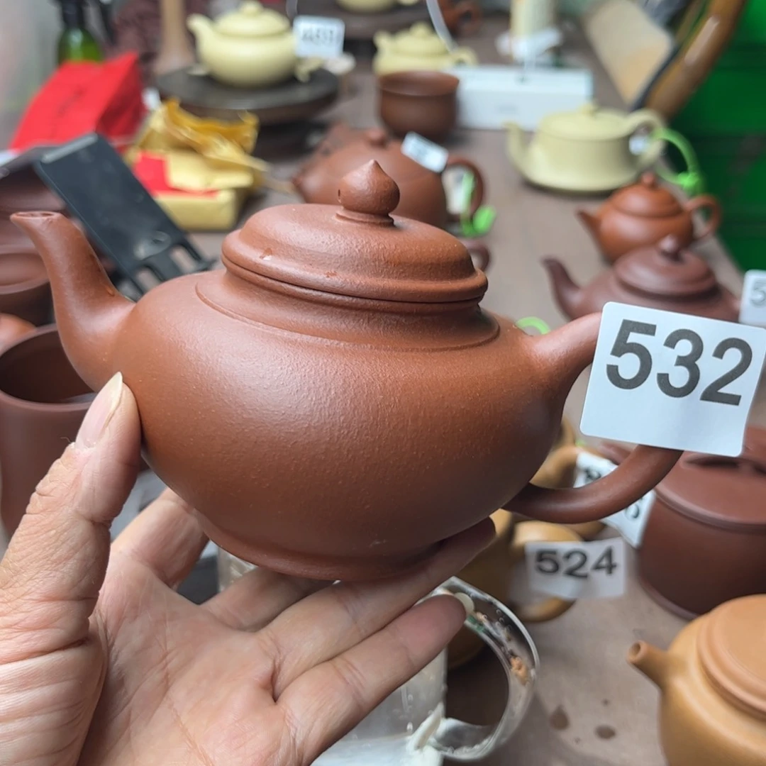 紫砂茶壶红降坡泥瑕疵280cc