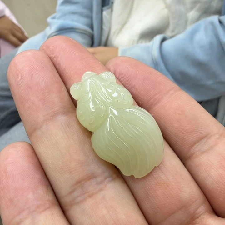 颈饰未镶嵌和田玉冰心黄口锦鲤