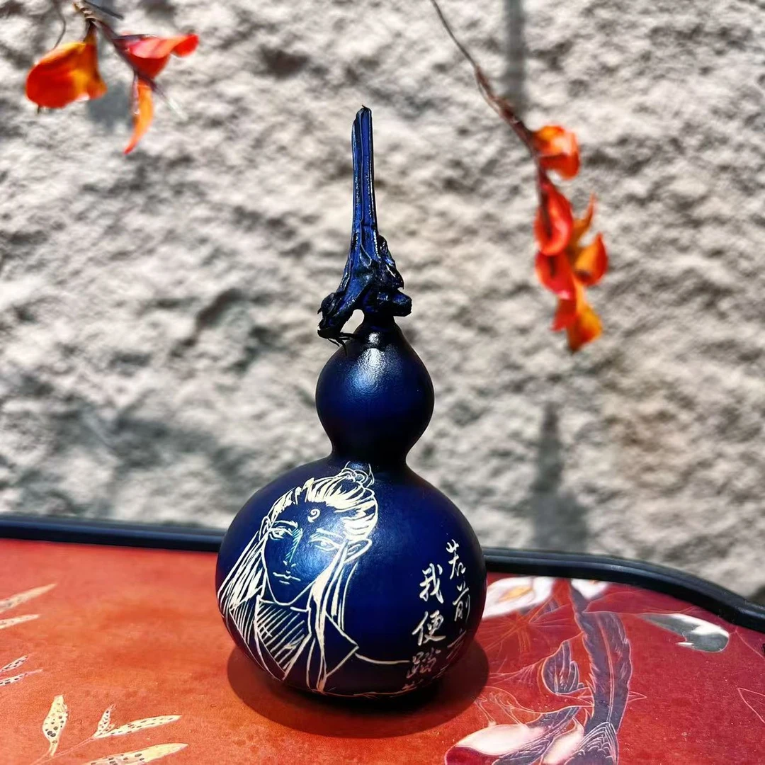 非遗大漆手工雕刻天然葫芦文玩福禄摆件天然葫芦