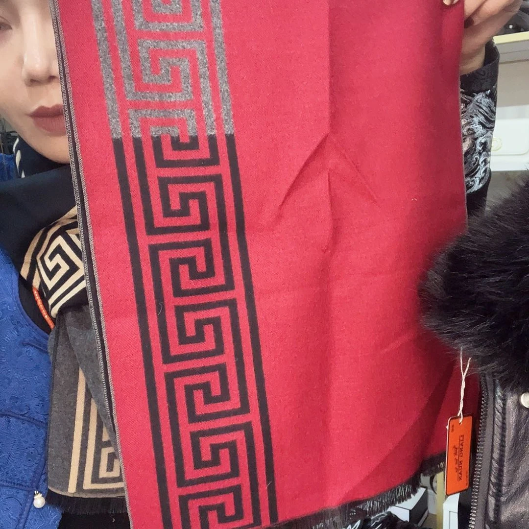 美丽诺羊毛蒙古元素围巾