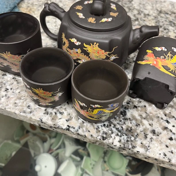 四方龙凤一壶四杯变色凤鸣五件套