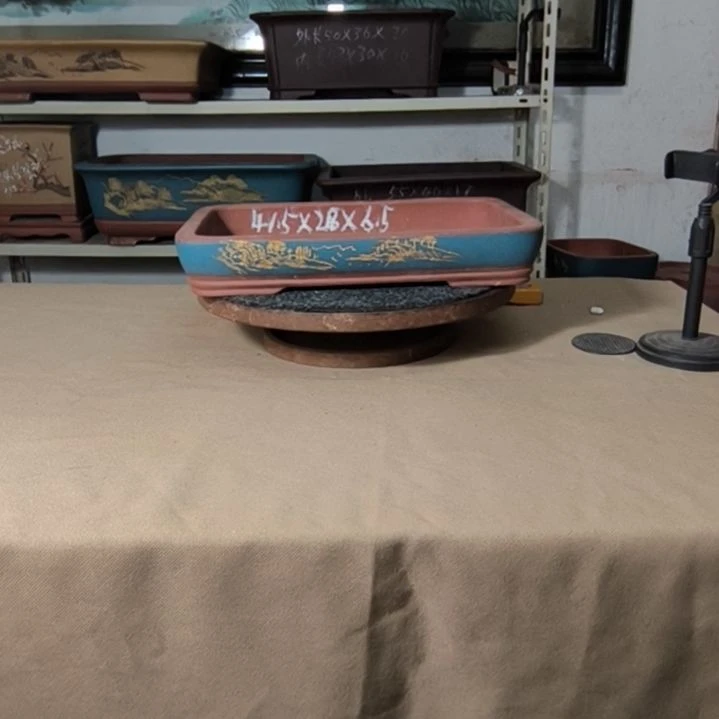 紫砂花盆宝蓝色小号水