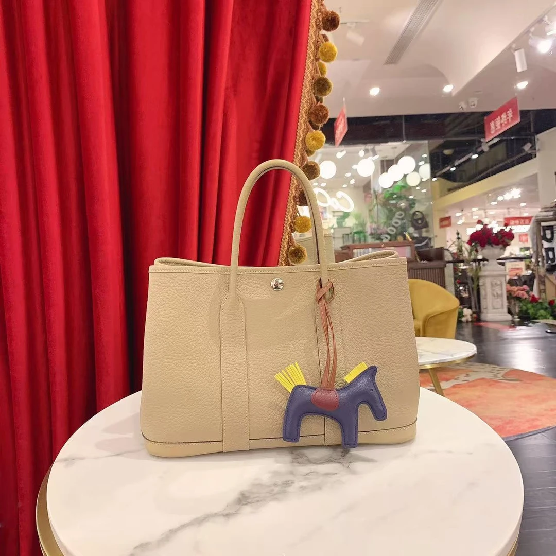 95新 Hermes/爱马仕 GGSGardenparty30风衣灰银扣单肩包|56272159