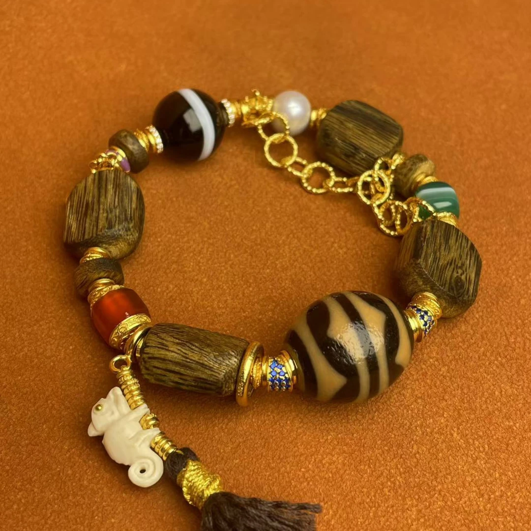 壹加师姐|手工设计双牙牙玛瑙手串多样性发一6893C