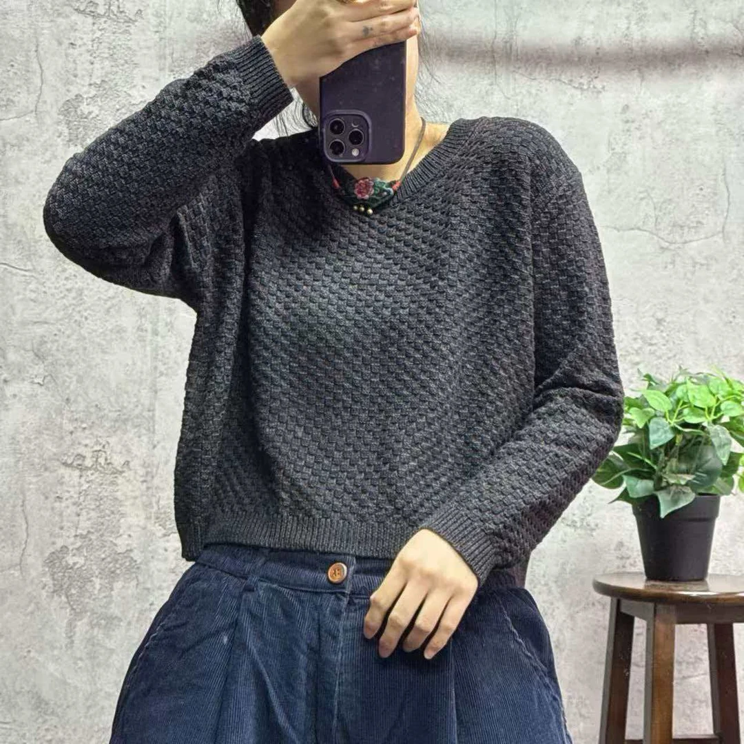 媚儿~新款短款圆领百搭毛衣（衣长49 胸围120）