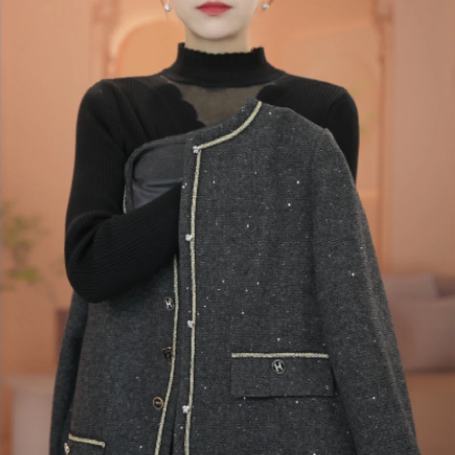 法式亮闪小香风外套女2025早春新款时尚百搭短外套女中老年上衣女