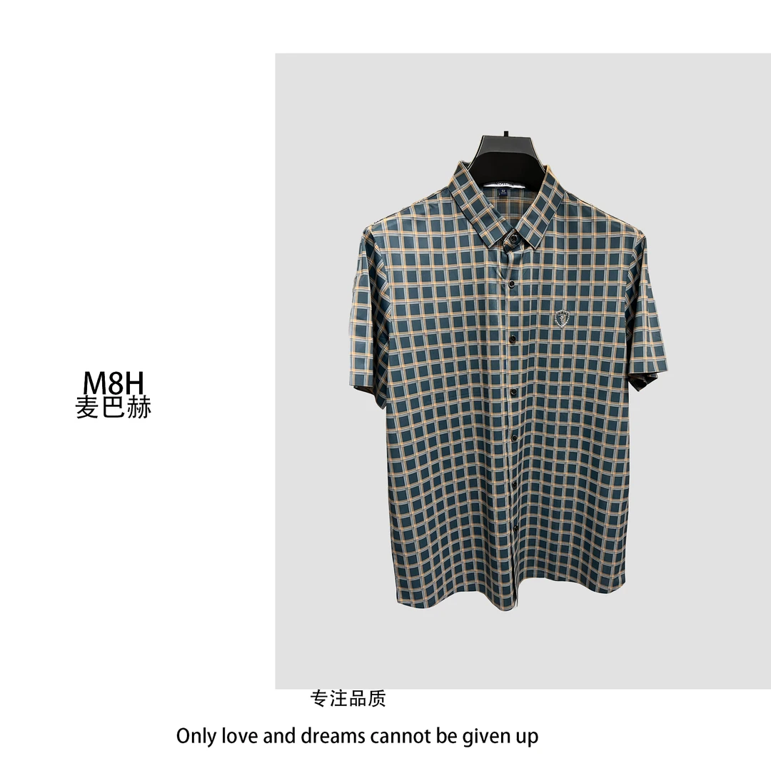 新款衬衫男装休闲提花格纹衬衣    无痕时尚舒适提花格纹