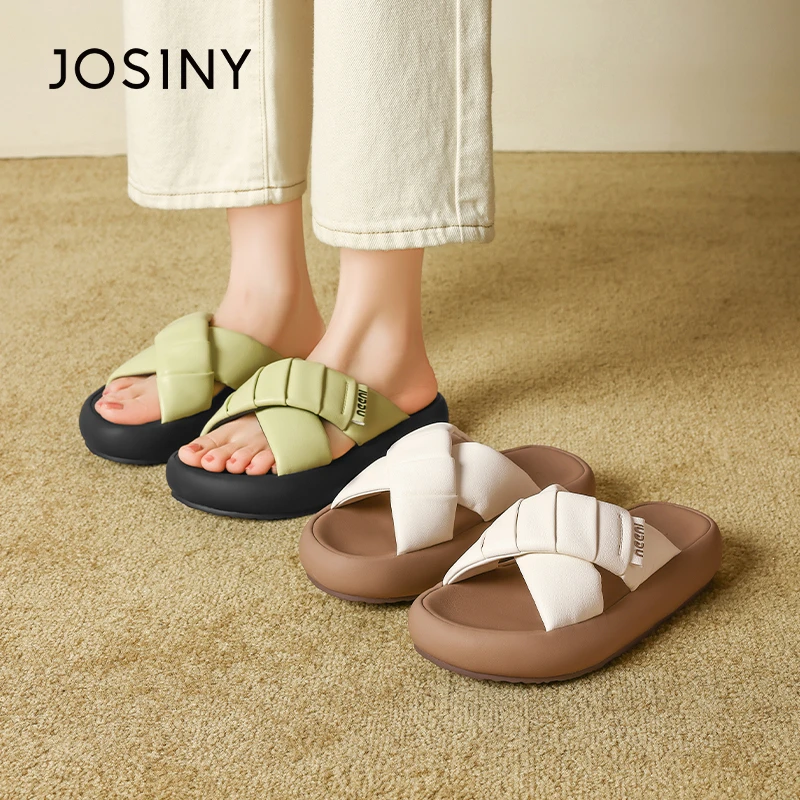 卓诗尼交叉带一字拖鞋2025夏季新款平底简约休闲凉拖超火沙滩鞋