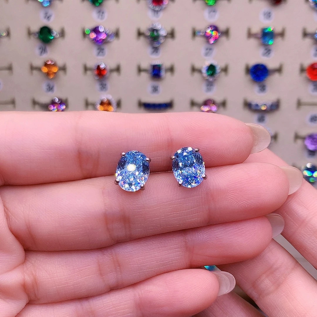 海蓝宝石耳坠银S925镶嵌