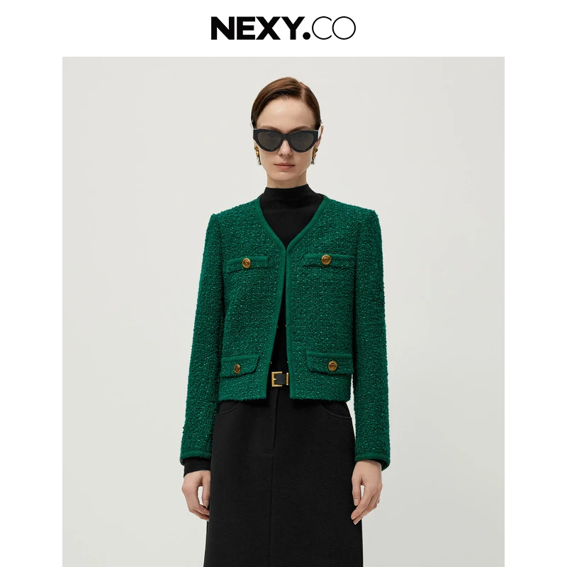 NEXY.CO/奈蔻小香风气质时尚休闲秋季长袖中厚外套XK00672J6