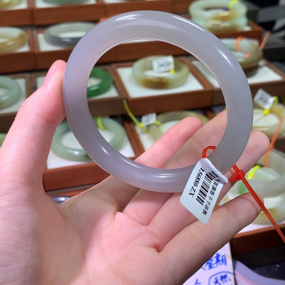 和田玉未镶嵌手镯35 冰紫59